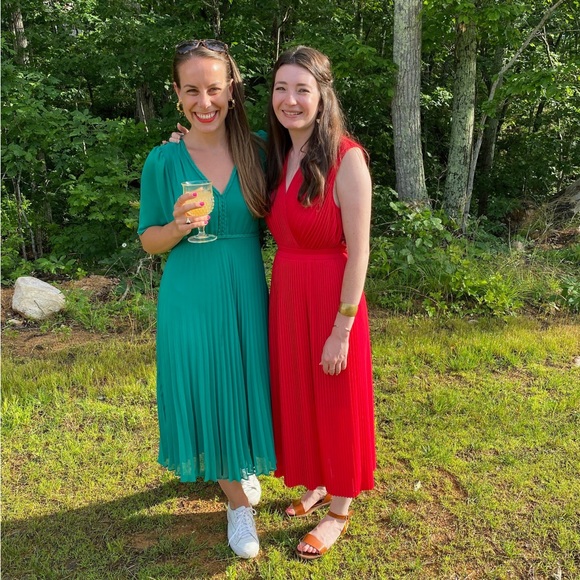 Sezane Pleated Florencia Dress Kelly Green - Picture 4 of 5